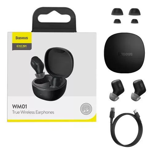 Fone Sem Fio Bluetooth Baseus Encok Wm01 Touch - Original+Nf Cor Preto